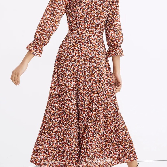 Madewell long-sleeve crossover floral midi dress 8 - Picture 3 of 15